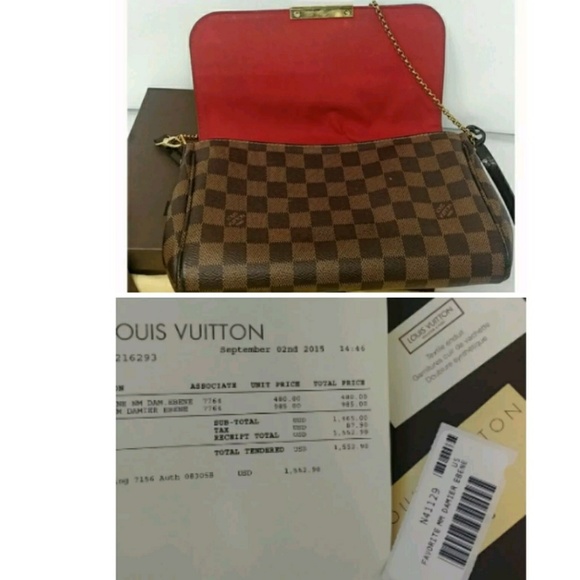 Louis Vuitton LV Brown Bag Favorite MM Damier Auth - Picture 5 of 8